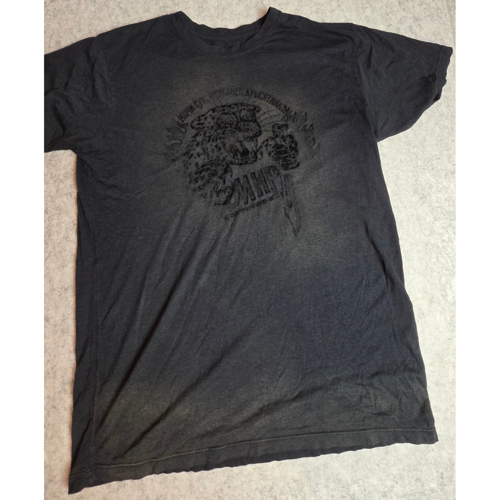 Topless California Mens Graphic T-Shirt Black Velvet Embroidery Leopard Vintage